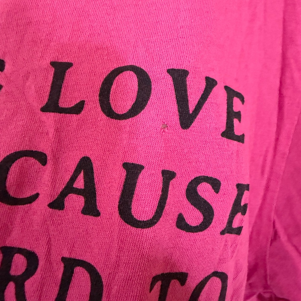Gucci Pink Guccy Long Love Letter Graphic T-Shirt Magenta Medium Distressed - Picture 3 of 7